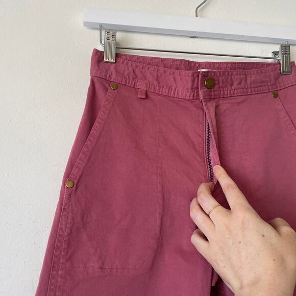 The Only Jane Women Chino Straight Leg Pant Trouser in Pink Maroon Size 2 - Picture 3 of 6
